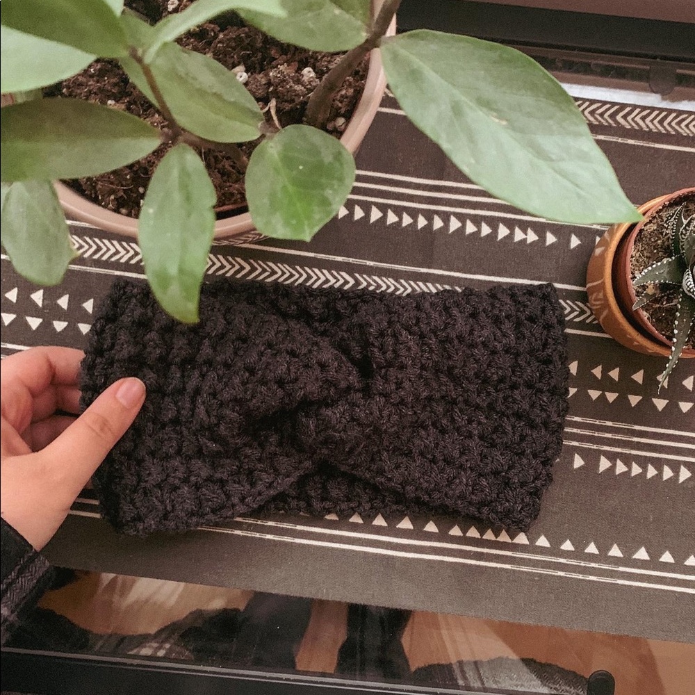 DARK GREY handmade crochet head warmer